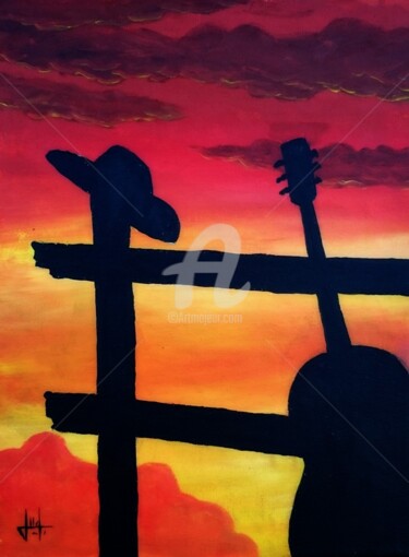 Painting titled "Just a country song" by Marc Lallemand (Markkus), Original Artwork, Acrylic