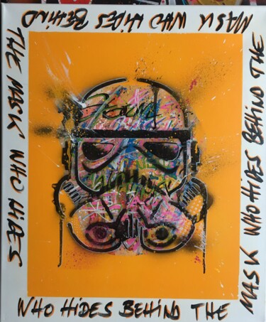 Schilderij getiteld "Who Hides behind th…" door Marc Langenstrass, Origineel Kunstwerk, Graffiti Gemonteerd op Frame voor ho…