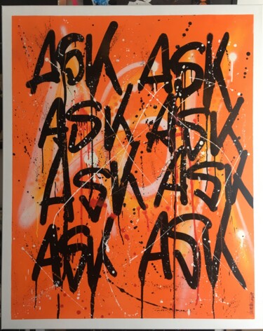 Painting titled "ASK" by Marc Langenstrass, Original Artwork, Acrylic Mounted on Wood Stretcher frame