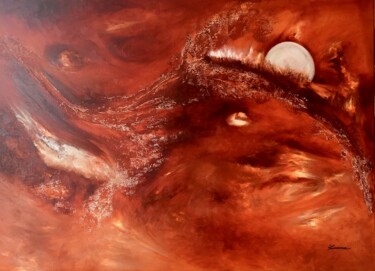 Peinture intitulée "Rouge de Mars" par Marc Lasserre, Œuvre d'art originale, Huile Monté sur Châssis en bois