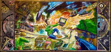 Pittura intitolato "Vision virtuelle" da Marc Lejeune (Entelle), Opera d'arte originale, Acrilico