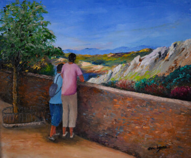 Painting titled "touristes-en-visite…" by Marc Lejeune, Original Artwork, Oil