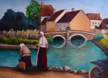 Painting titled "jour-de-lessive" by Marc Lejeune, Original Artwork, Oil