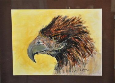 Painting titled "tête aigle" by Marc Lejeune, Original Artwork, Oil