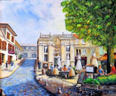 Painting titled "cité des papes avig…" by Marc Lejeune, Original Artwork, Oil