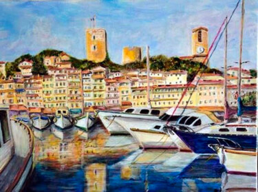 Peinture intitulée "cannes, vieux port…" par Marc Lejeune, Œuvre d'art originale