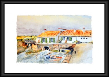 Painting titled "ile de ré, (moulin…" by Marc Lejeune, Original Artwork