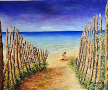 Peinture intitulée "plage du phare des…" par Marc Lejeune, Œuvre d'art originale, Huile