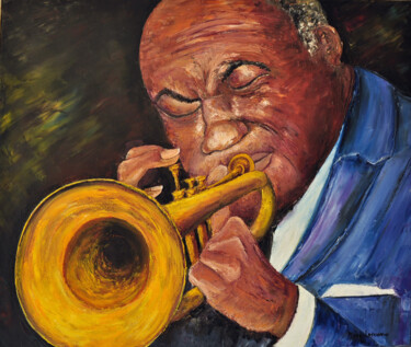 Painting titled "quand le jazz est là" by Marc Lejeune, Original Artwork, Oil