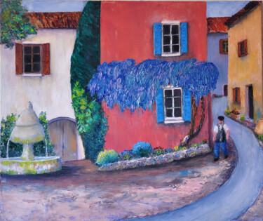 Painting titled "vieux village prove…" by Marc Lejeune, Original Artwork, Oil