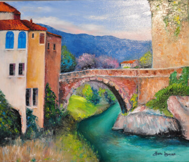 Pintura titulada "pont romain" por Marc Lejeune, Obra de arte original, Oleo