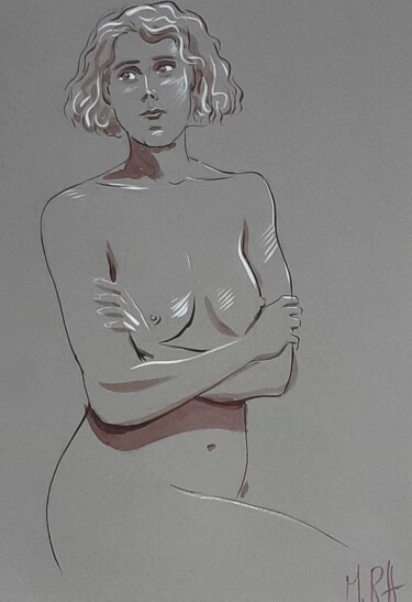 Desenho intitulada "Regard de côté" por Marc Rouchairoles, Obras de arte originais, Tinta