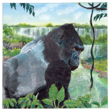 Pintura titulada "Le Gorille et la ca…" por Marc Rouchairoles, Obra de arte original, Acrílico Montado en Bastidor de camill…