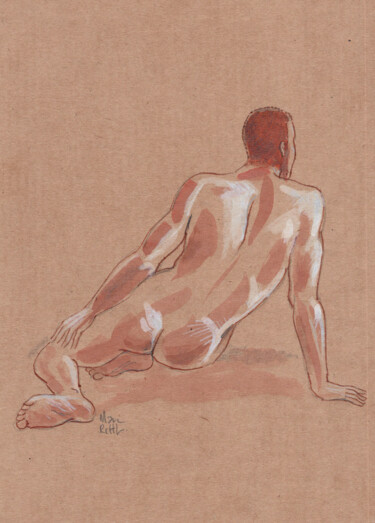 Desenho intitulada "Homme Nu 01" por Marc Rouchairoles, Obras de arte originais, Tinta