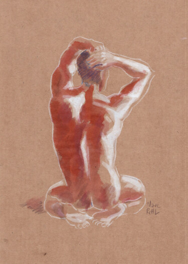 Disegno intitolato "Homme nu 02" da Marc Rouchairoles, Opera d'arte originale, Matita