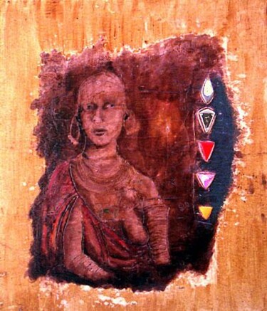 Peinture intitulée "Femme Massaï" par Marc Sinkiewicz, Œuvre d'art originale
