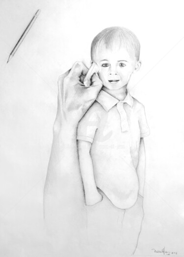Drawing titled "Isaac" by Marc St-Jean, Original Artwork, Pencil