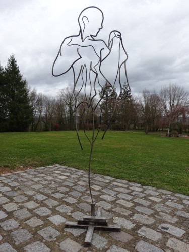 Sculpture titled "L'Attente" by Marc Terrade, Original Artwork, Metals