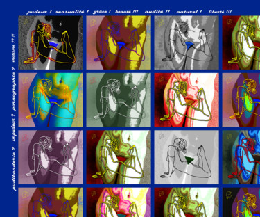 Digitale Kunst mit dem Titel "Le jeu de dames" von Marc Terrade, Original-Kunstwerk, Digitale Malerei Auf Keilrahmen aus Hol…