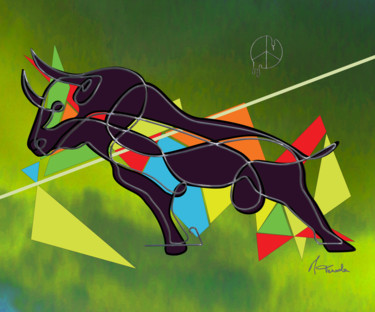 Arte digitale intitolato "Toro N°1" da Marc Terrade, Opera d'arte originale, Lavoro digitale 2D