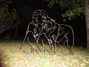 Scultura intitolato "Charly et sa drôle…" da Marc Terrade, Opera d'arte originale, Metalli