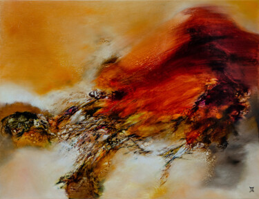 Painting titled "Vent dominant" by Marc Trabys, Original Artwork, Oil Mounted on Wood Stretcher frame