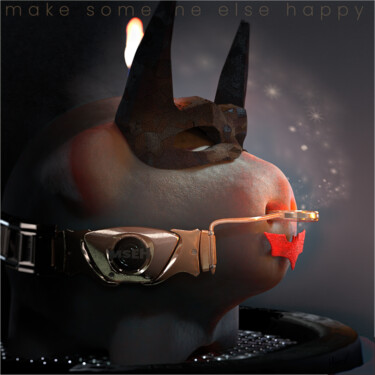 Arte digital titulada "Bat-pig-candle" por Marc Van Der Haegen, Obra de arte original, Modelado 3D