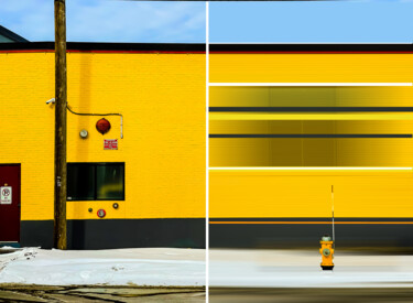 Photography titled "Yellow Hydrant (dip…" by Marc Vandermeer, Original Artwork, Manipulated Photography