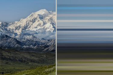 Photographie intitulée "Mountain Diptych" par Marc Vandermeer, Œuvre d'art originale, Photographie manipulée