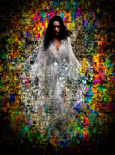 Arte digitale intitolato "Lady in White" da Marc Vandermeer, Opera d'arte originale, Collage digitale