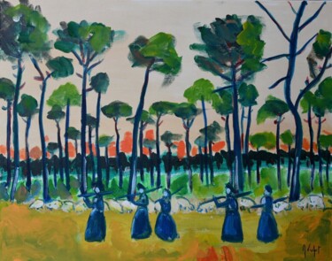 Malerei mit dem Titel "Les gemmeuses" von Marc Vichet, Original-Kunstwerk, Acryl