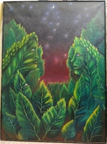 Painting titled "PLANTES HUMANOIDES" by Marc Vincent, Original Artwork, Oil