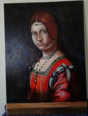 Painting titled "La belle ferroniere" by Marc Vincent, Original Artwork, Oil