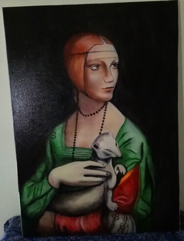 Pittura intitolato "Dame a l'hermine" da Marc Vincent, Opera d'arte originale, Olio