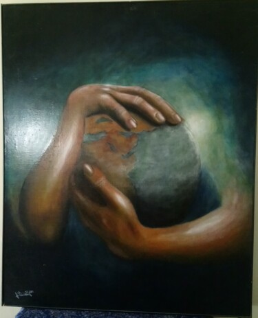 Peinture intitulée "Les Mains de l'univ…" par Marc Vincent, Œuvre d'art originale, Huile