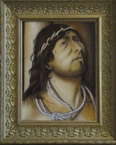 Painting titled "Le Christ a la Colo…" by Marc Vincent, Original Artwork, Oil Mounted on Wood Stretcher frame