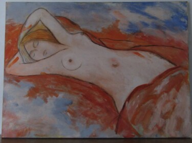 Peinture intitulée "ROSE ENDORMIE" par Marc Vincent, Œuvre d'art originale, Huile Monté sur Châssis en bois
