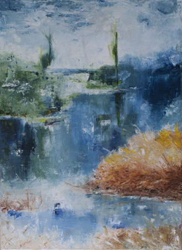 Peinture intitulée "Un étang quelque pa…" par Marc Vuillermoz, Œuvre d'art originale, Huile
