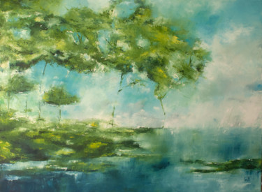 Peinture intitulée "Un étang quelque pa…" par Marc Vuillermoz, Œuvre d'art originale, Huile