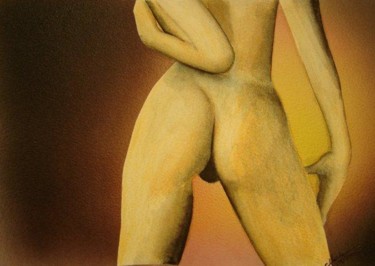 Peinture intitulée "fesses de dos" par Marc Petremann, Œuvre d'art originale, Huile