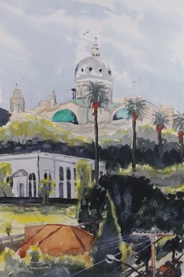 Painting titled "Catedral Metropolit…" by Marçal Francisco Bacchin Fernandes, Original Artwork, Watercolor