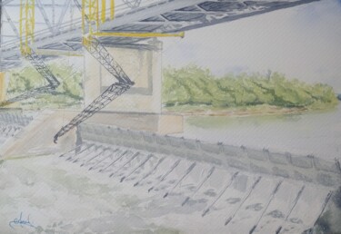 Pintura titulada "Ponte do Fandango 2…" por Marçal Francisco Bacchin Fernandes, Obra de arte original, Acuarela