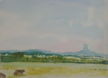 Painting titled "Cerro Botucaraí 4." by Marçal Francisco Bacchin Fernandes, Original Artwork, Watercolor