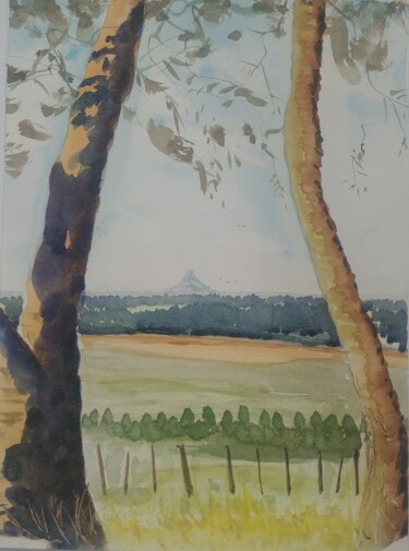 Painting titled "Cerro Botucaraí 3." by Marçal Francisco Bacchin Fernandes, Original Artwork, Watercolor