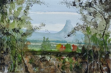 Pintura intitulada "Cerro Botucaraí 6." por Marçal Francisco Bacchin Fernandes, Obras de arte originais, Aquarela