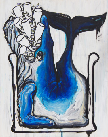 Malerei mit dem Titel "Der Wal" von Marc Allgaier, Original-Kunstwerk, Acryl