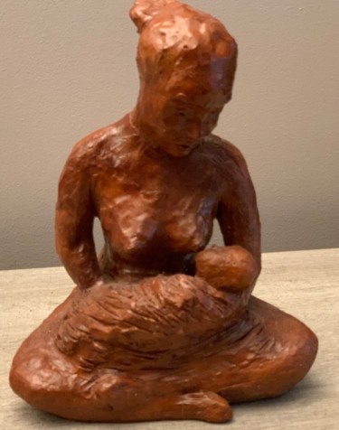 Sculpture titled "Lien originaire" by Marc Belhassen, Original Artwork, Clay