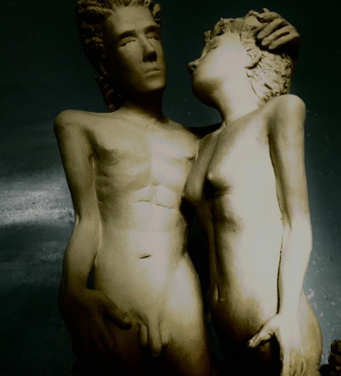 Sculpture titled "orphée eurydice mar…" by Marc De Lassus Saint-Geniès, Original Artwork, Clay