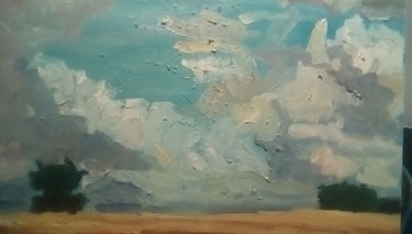 Peinture intitulée "Ciel de campagne" par Marc De Moulins, Œuvre d'art originale, Huile