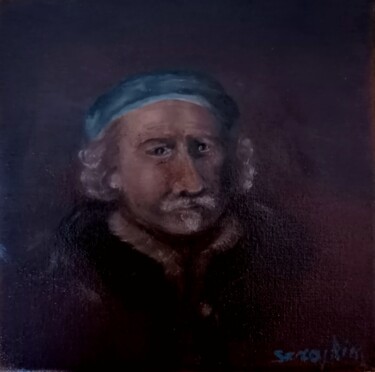 Painting titled "Vieil homme." by Seraphin, Original Artwork, Oil